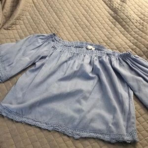 Flowy off the shoulder blue top